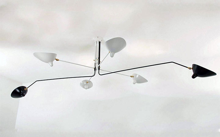 6 Arms Ceiling Lamp by Serge Mouille Pendant Lamps